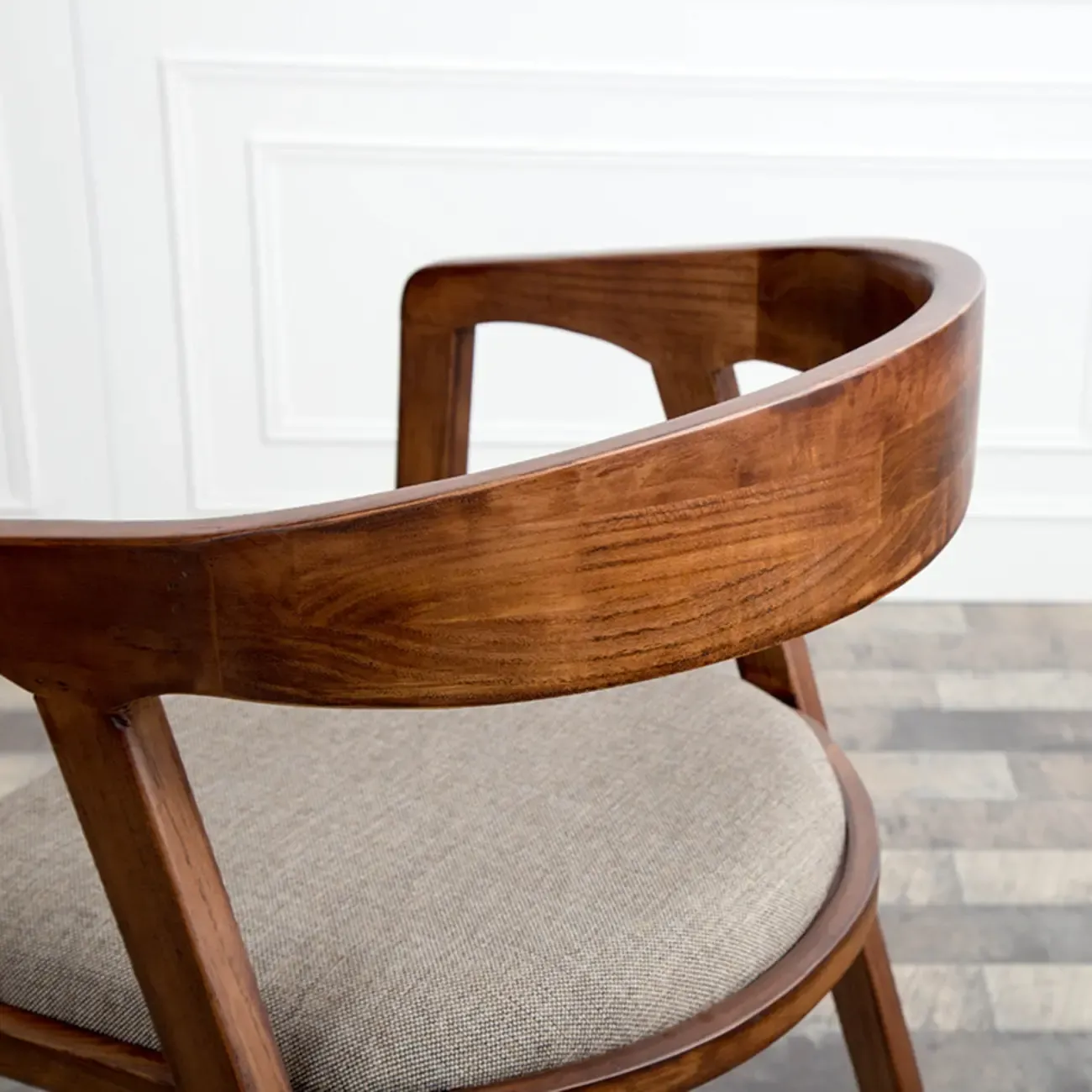 Dark Brown Armless Curved Back Upholstered Wood Dining Chair Image - 6