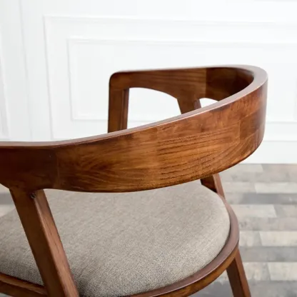 Dark Brown Armless Curved Back Upholstered Wood Dining Chair Image - 6