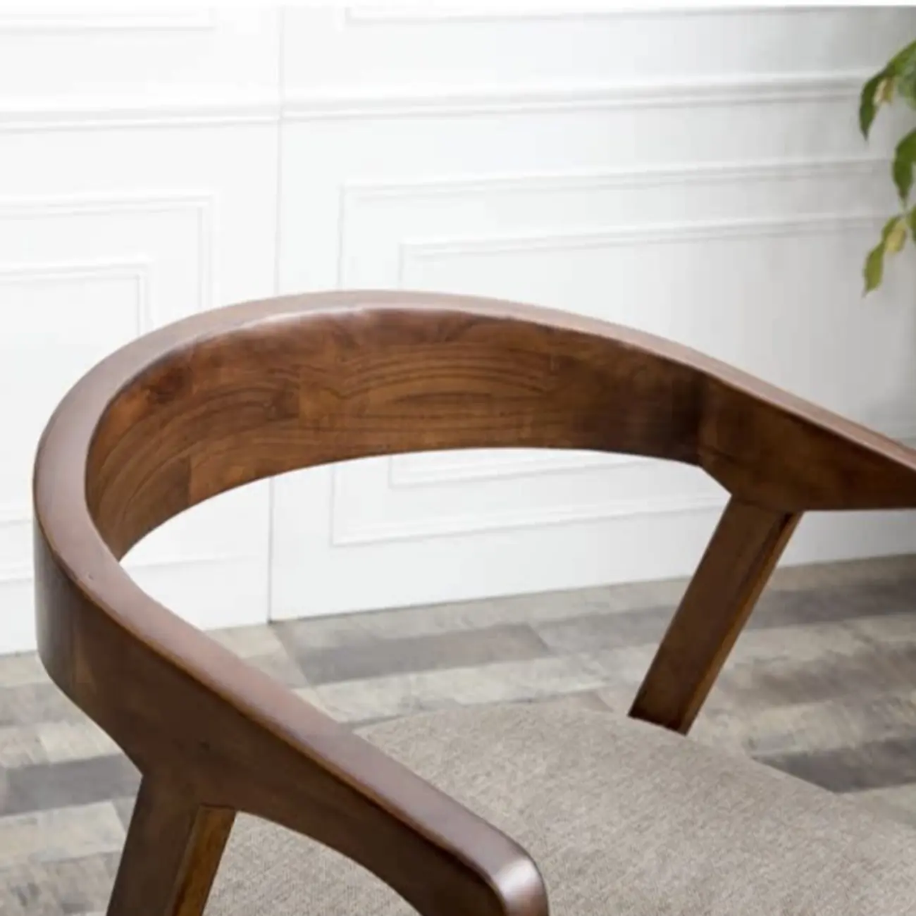 Dark Brown Armless Curved Back Upholstered Wood Dining Chair Image - 7 | homeyfad