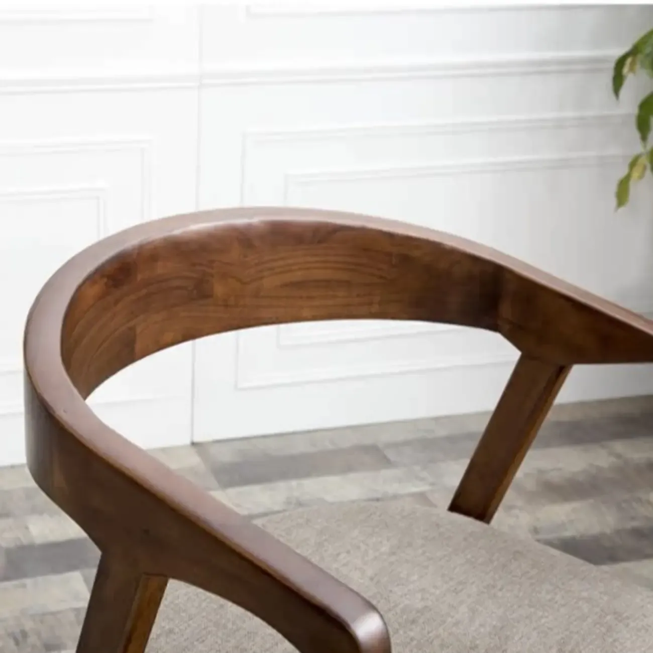 Dark Brown Armless Curved Back Upholstered Wood Dining Chair Image - 7