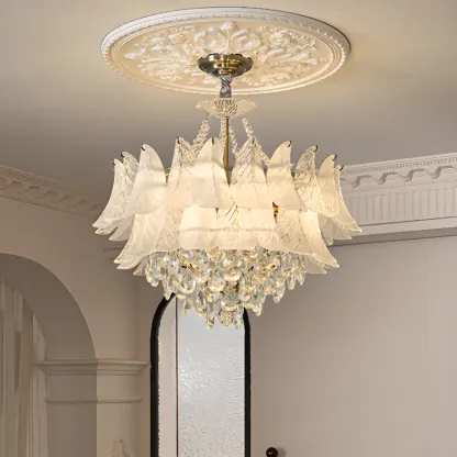 Glam Leaf Shaped Geometric Crystal Chandelier French-style Image - 5