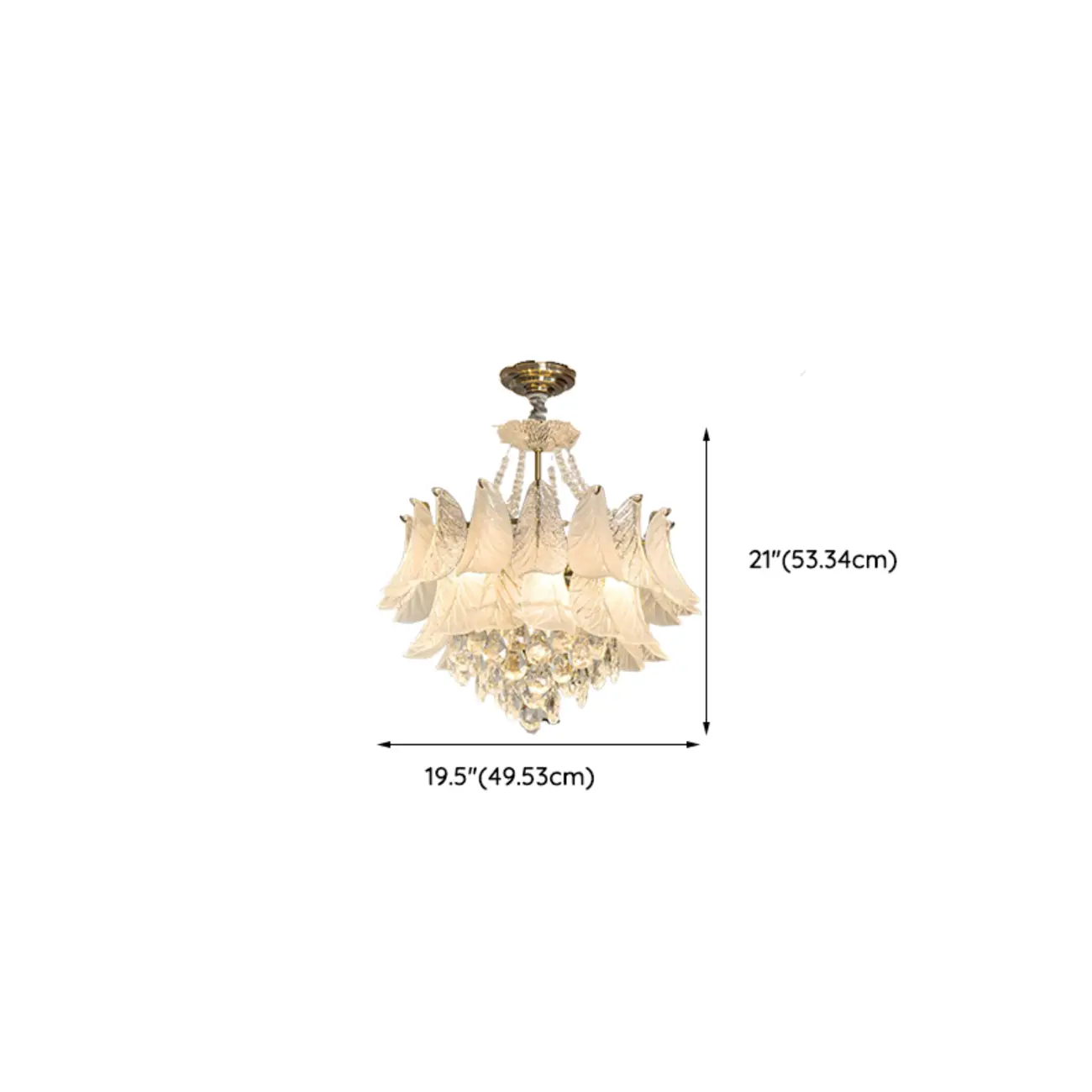 Glam Leaf Shaped Geometric Crystal Chandelier French-style #size | homeyfad