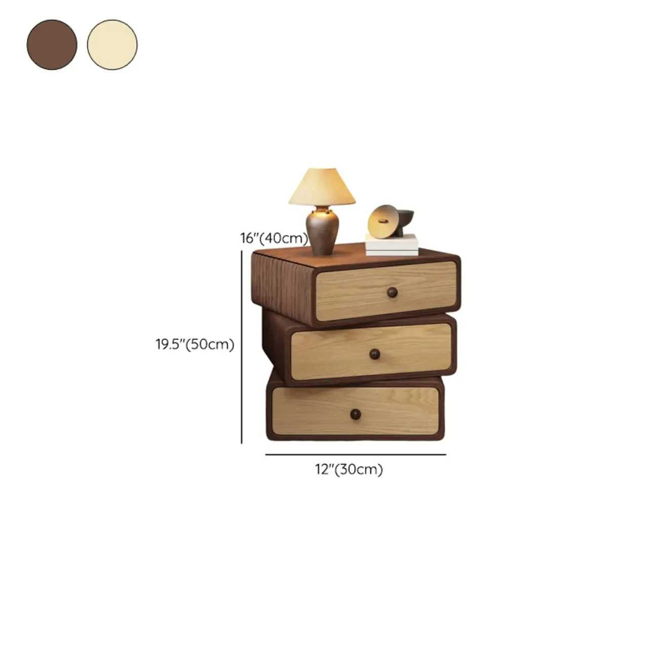 Faux Leather Wrapped Modern Multi-Drawer Nightstand #size