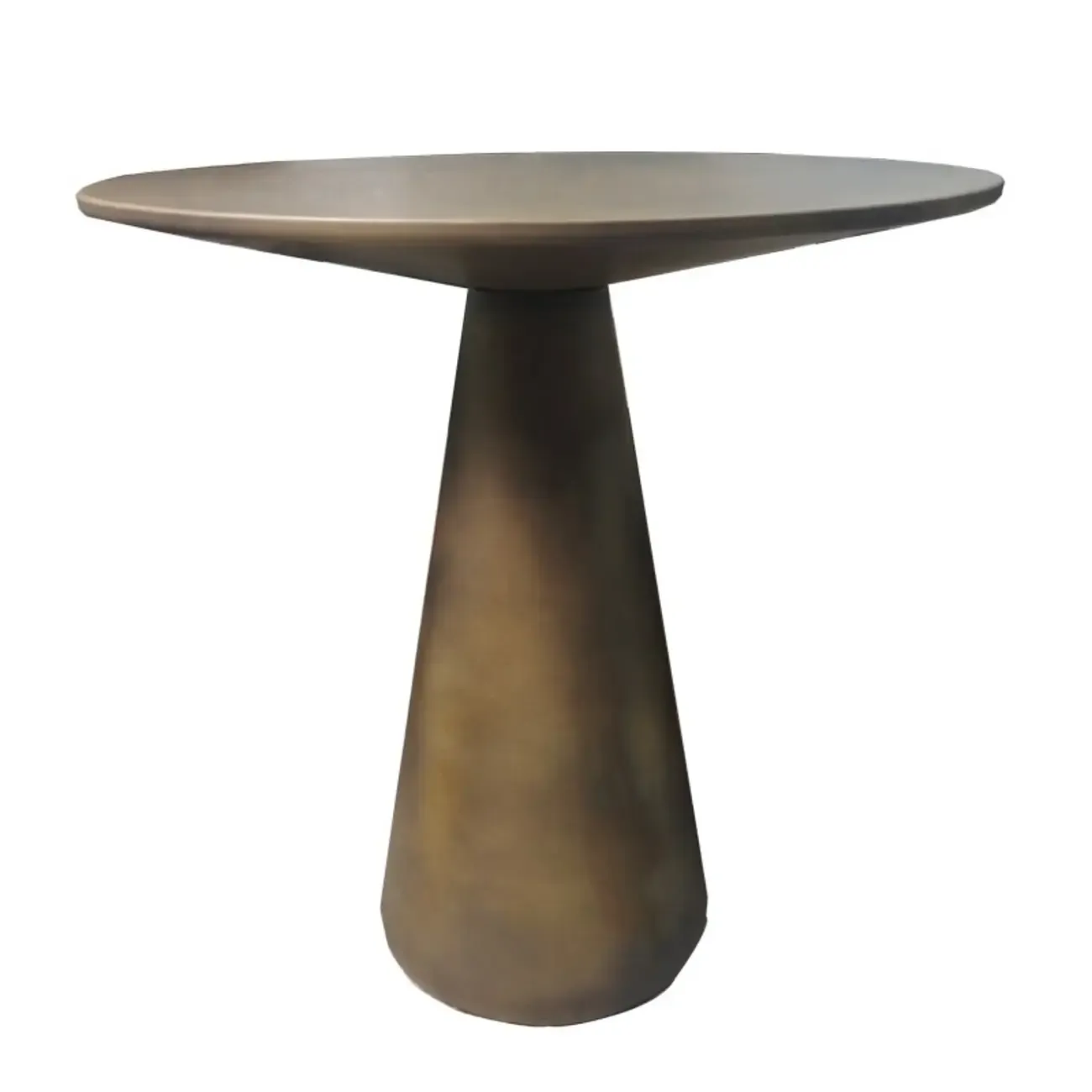 Brown Modern Round Tabletop Metal Pedestal Side Table Image - 3
