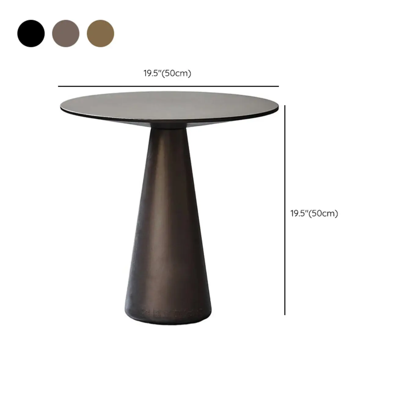 Brown Modern Round Tabletop Metal Pedestal Side Table #size | homeyfad