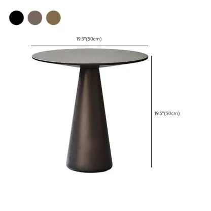 Brown Modern Round Tabletop Metal Pedestal Side Table #size