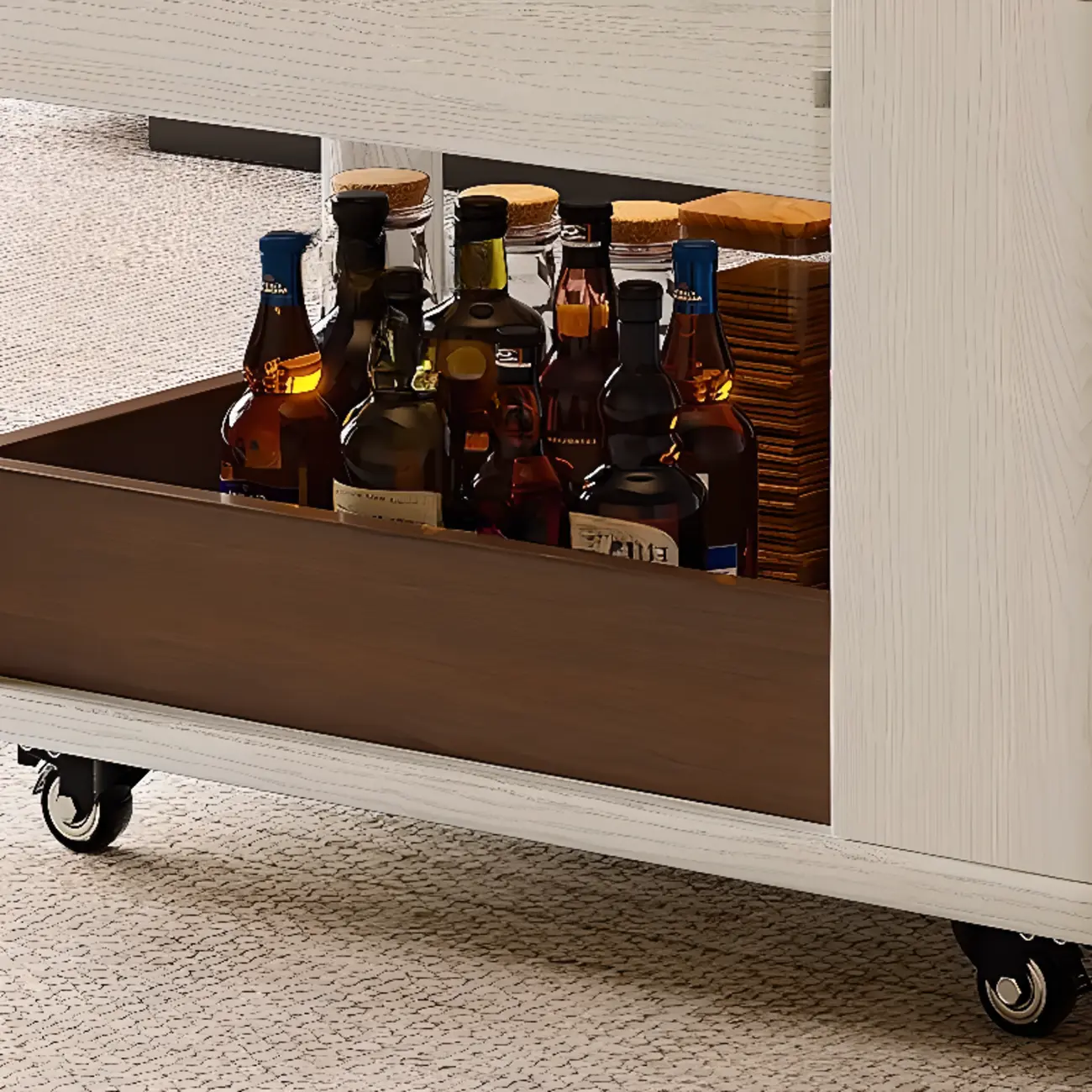 Multi-functional Wood Rolling Side Table Foldable Table Top Image - 7 | homeyfad