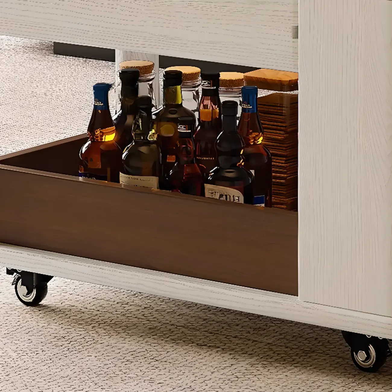 Multi-functional Wood Rolling Side Table Foldable Table Top Image - 7