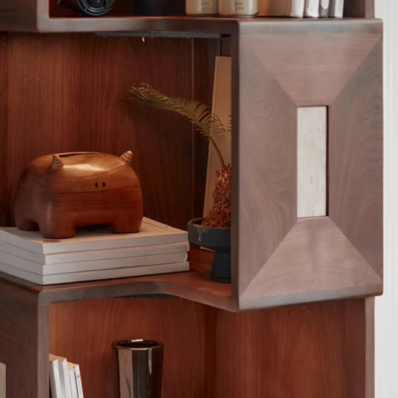 Modern Sepia Wooden Nook Cabinet for Living Room Décor Image - 8 | homeyfad