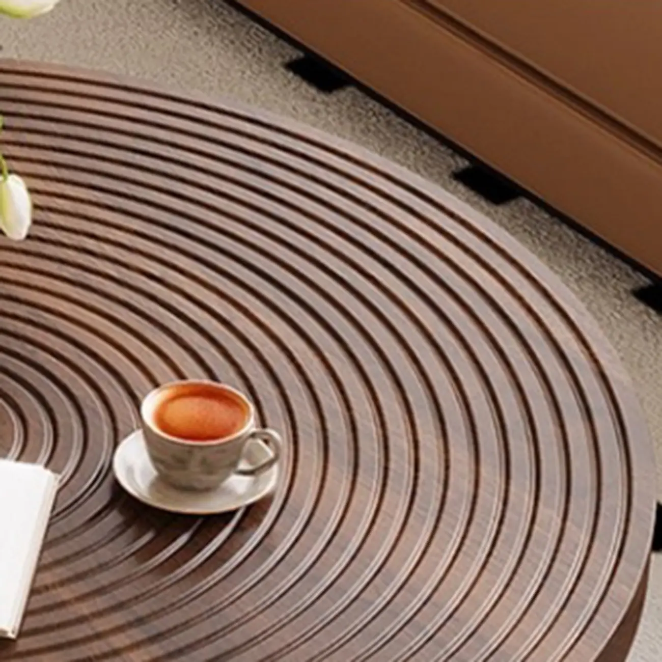 Mid Century Modern Circular Wood Steel Nesting Coffee Table Image - 7 | homeyfad