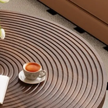 Mid Century Modern Circular Wood Steel Nesting Coffee Table Image - 7