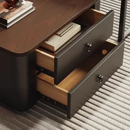 Modern Square Wood Stone Nesting Coffee Table Image - 10