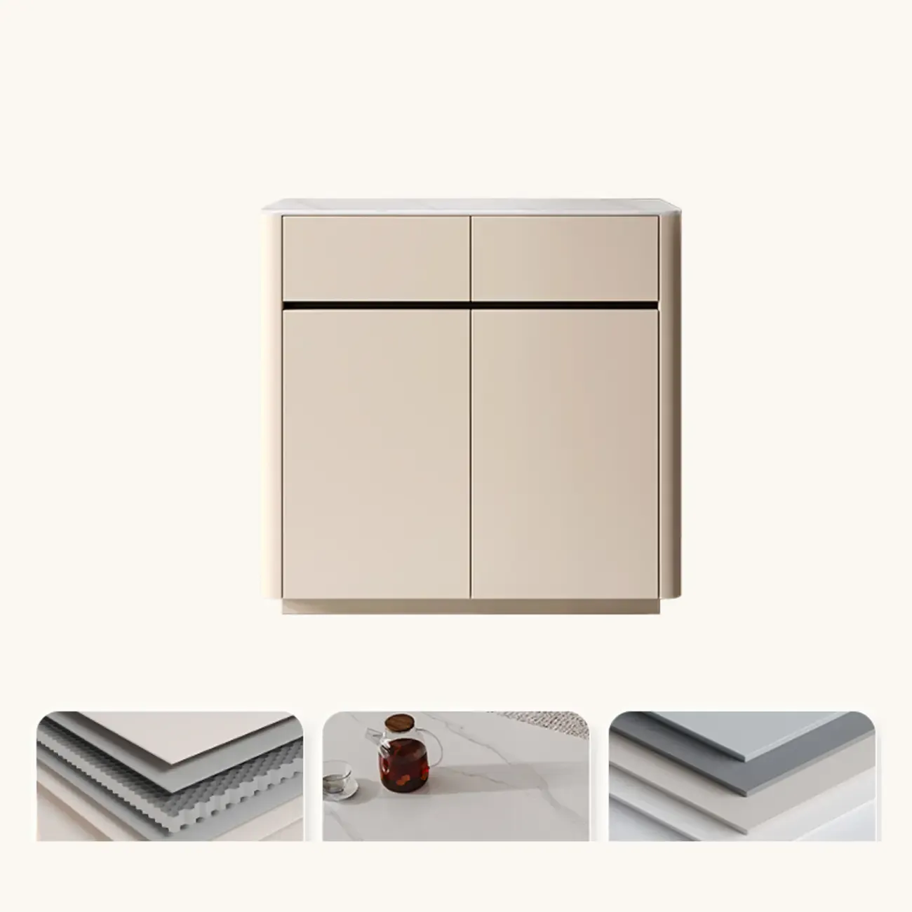 Modern Metal Shoe Cabinet with Khaki Finish Image - 2