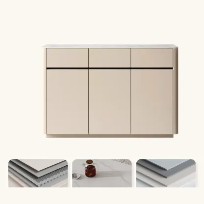 Modern Metal Shoe Cabinet with Khaki Finish Image - 7