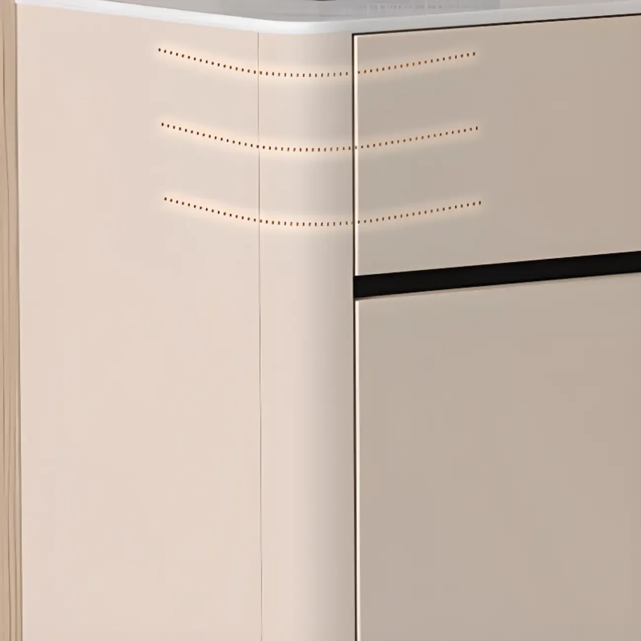 Modern Metal Shoe Cabinet with Khaki Finish Image - 8