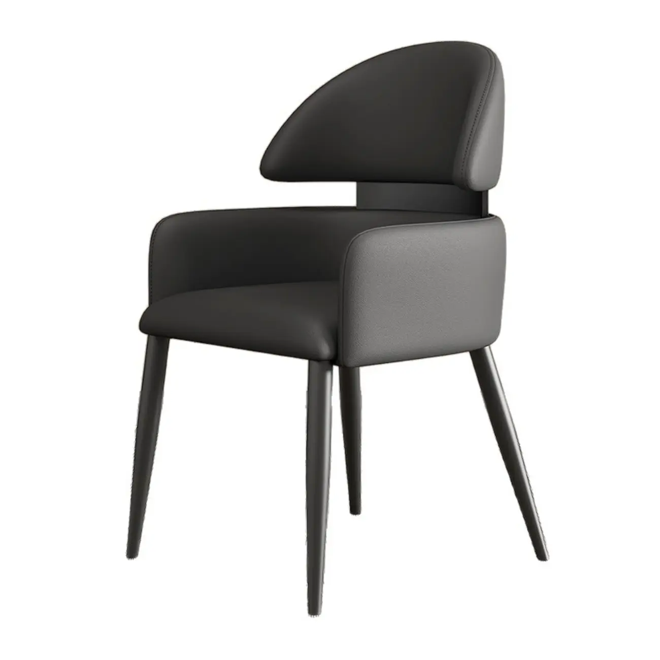 Brown Curved Back Anti-cat Scratch Leather Dining Chairs Image - 6 | homeyfad