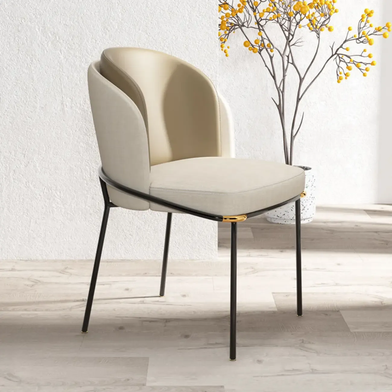 Curved Back Houndstooth Pattern Upholstered Dining Chair Image - 11