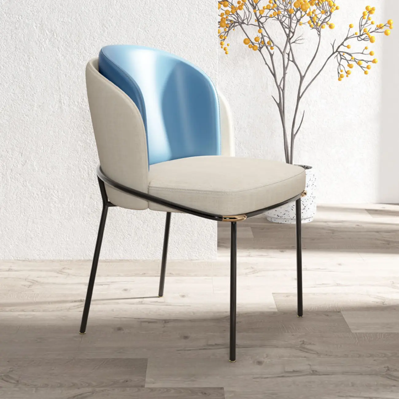 Curved Back Houndstooth Pattern Upholstered Dining Chair Image - 14 | homeyfad