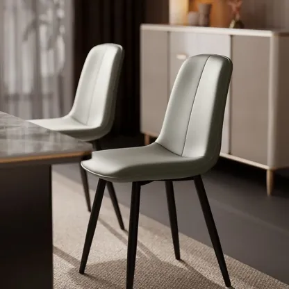 Contemporary Mid Back Dining Chairs With Metal Legs Image - 1