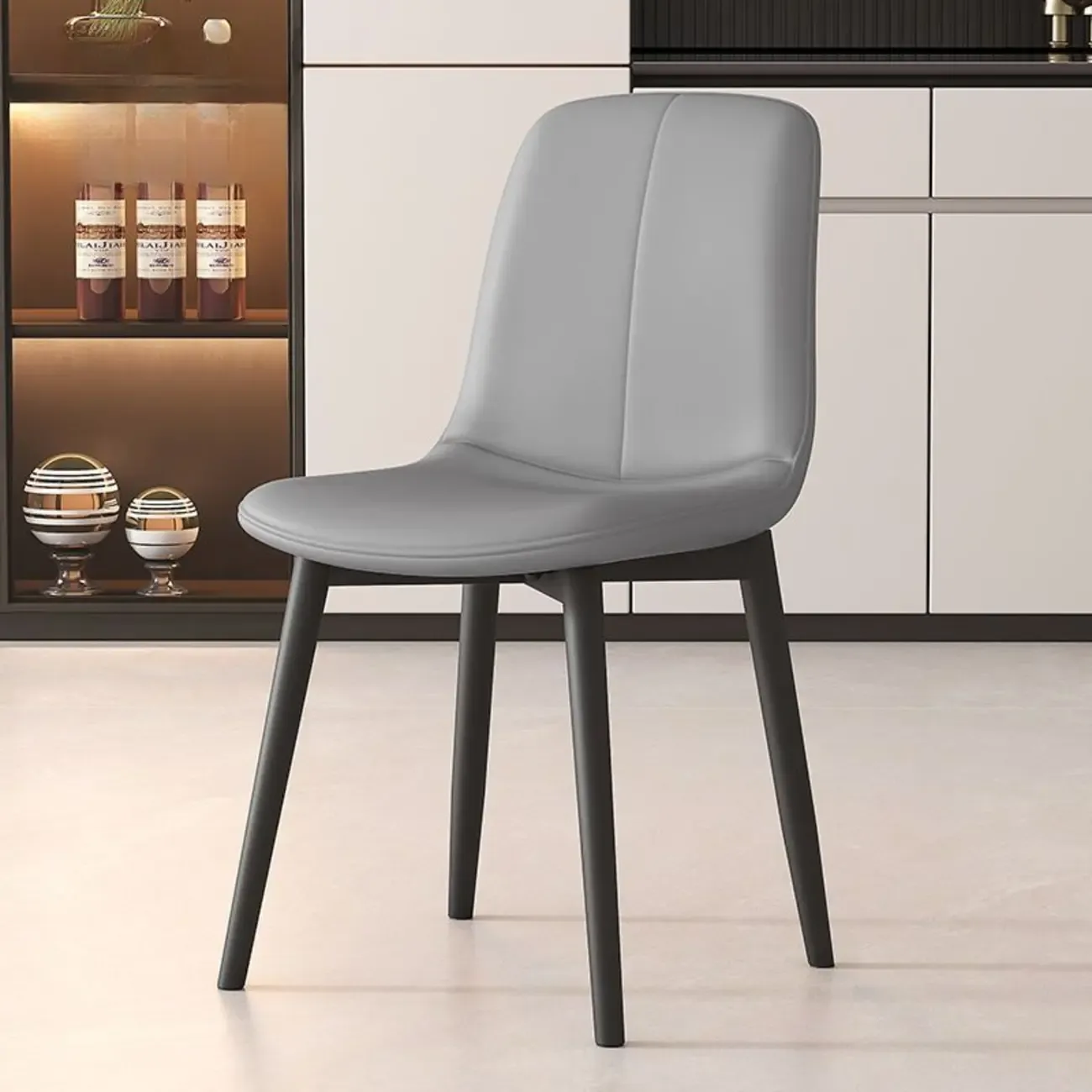 Contemporary Mid Back Dining Chairs With Metal Legs Image - 3