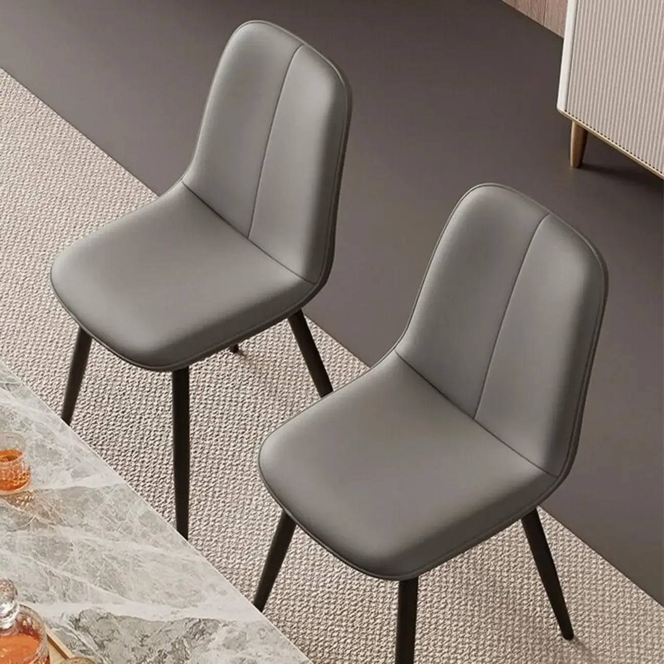 Contemporary Mid Back Dining Chairs With Metal Legs Image - 4