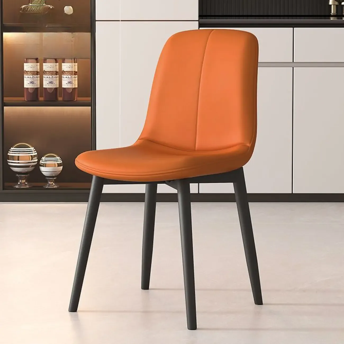 Contemporary Mid Back Dining Chairs With Metal Legs Image - 5