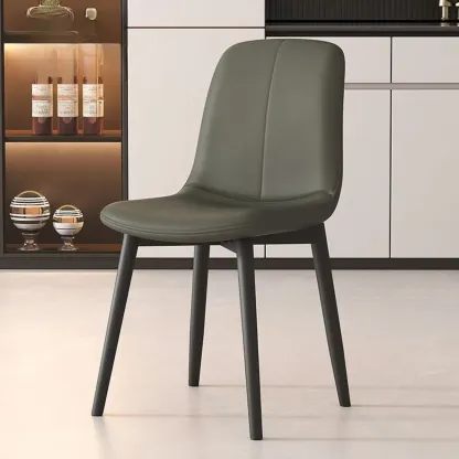 Contemporary Mid Back Dining Chairs With Metal Legs Image - 8