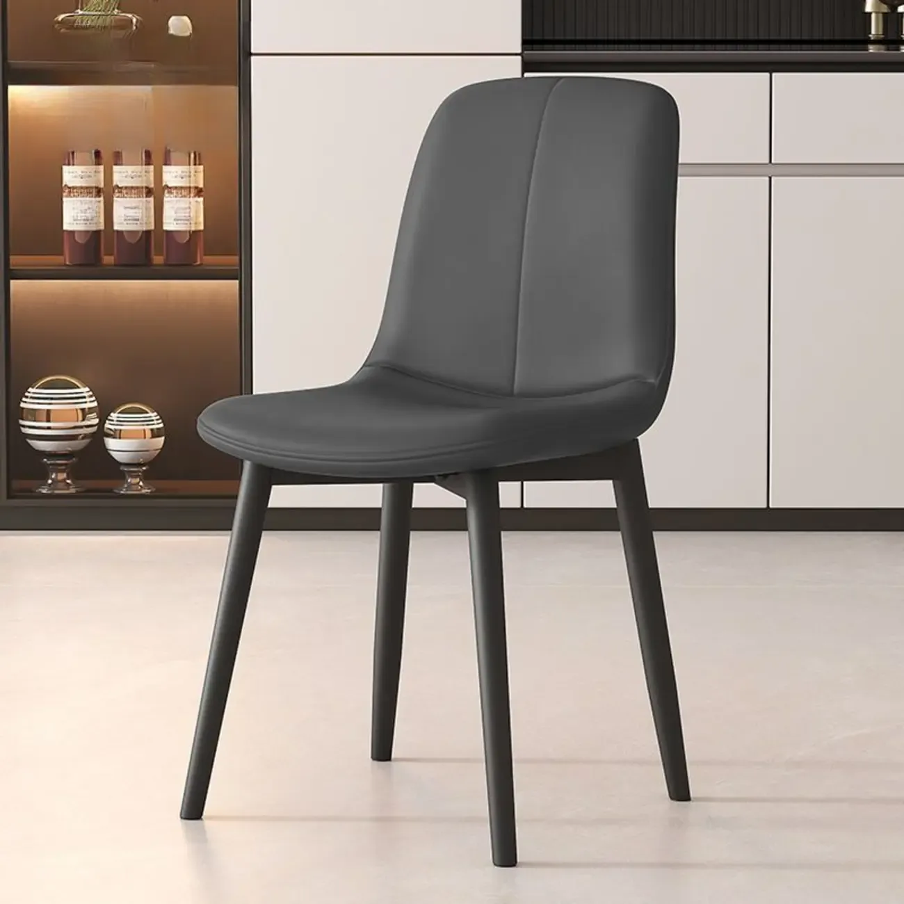 Contemporary Mid Back Dining Chairs With Metal Legs Image - 10