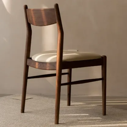 Modern Upholstered Low Back Wood Dining Chair Image - 1