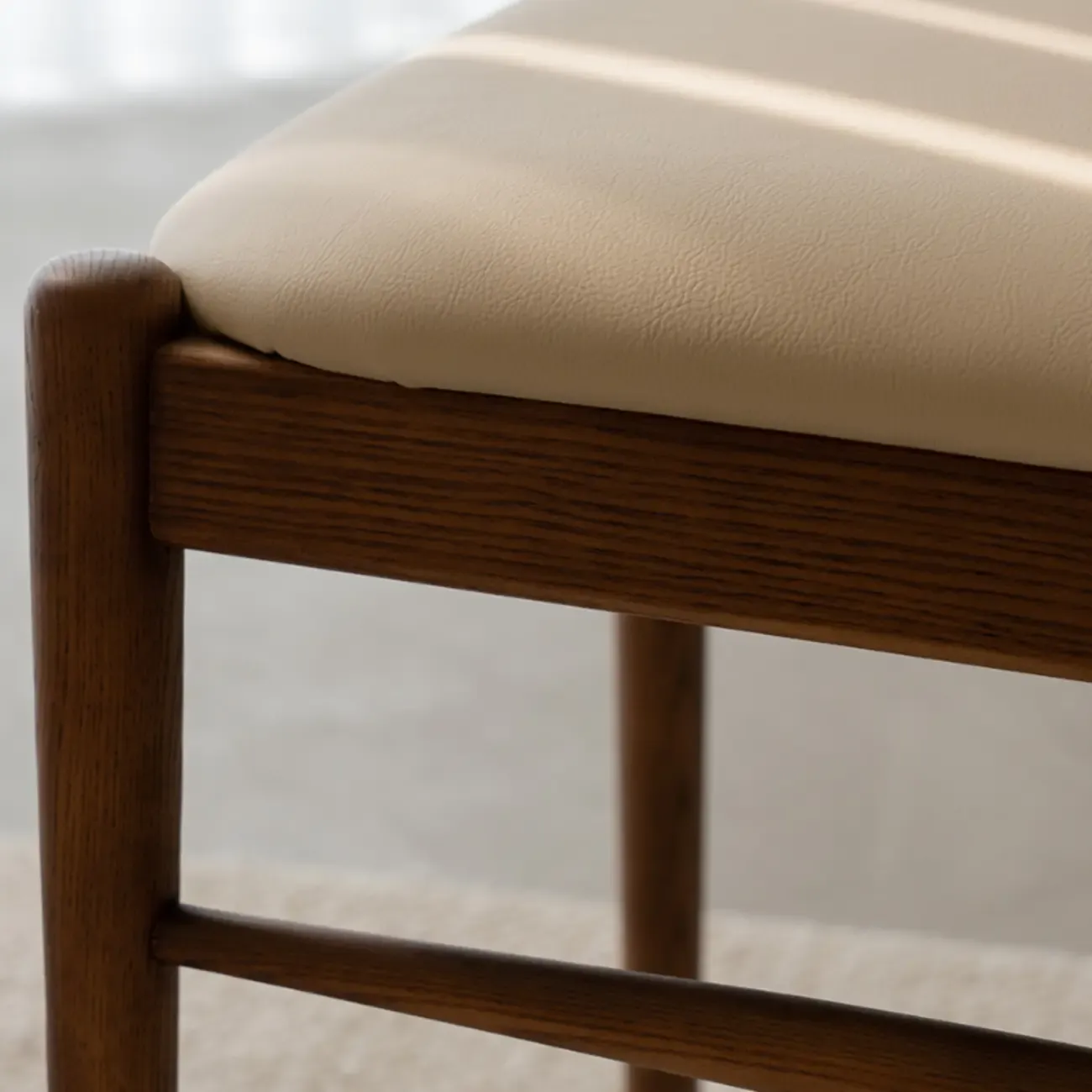 Modern Upholstered Low Back Wood Dining Chair Image - 5