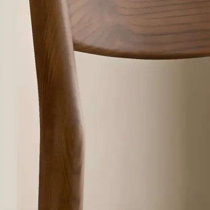 Modern Upholstered Low Back Wood Dining Chair Image - 7