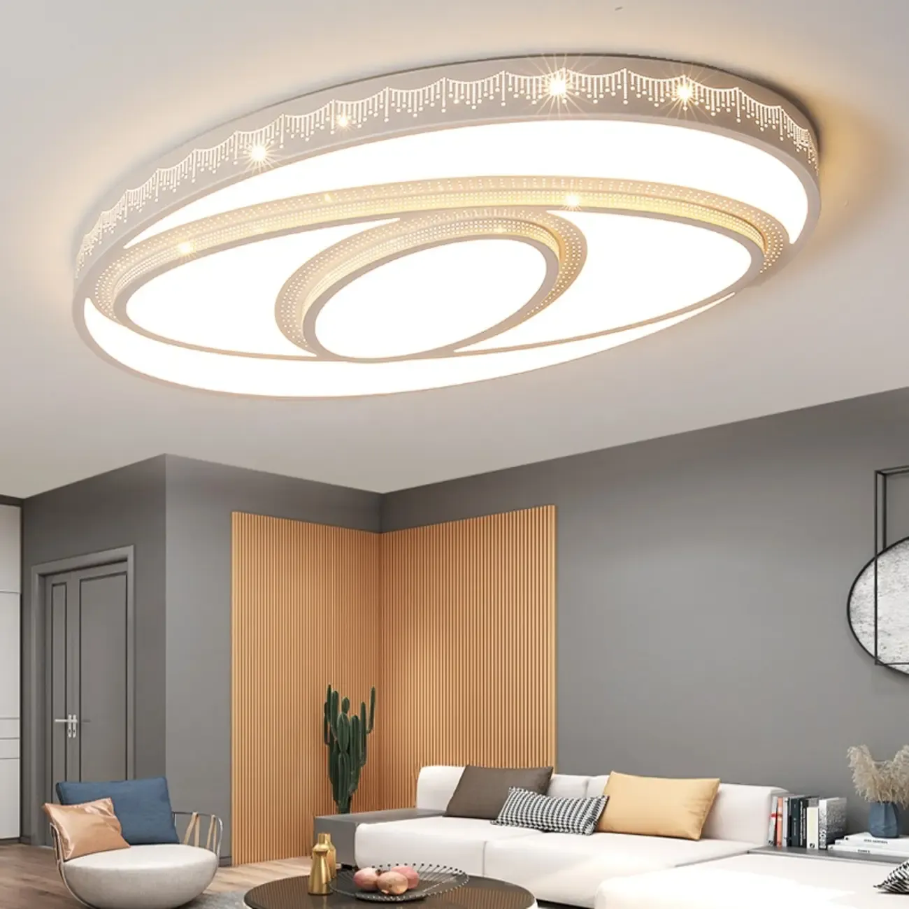 Ceiling Fixture with 3 Lights White Alloy PMMA Shade for Symmetrical Parlor Image - 1