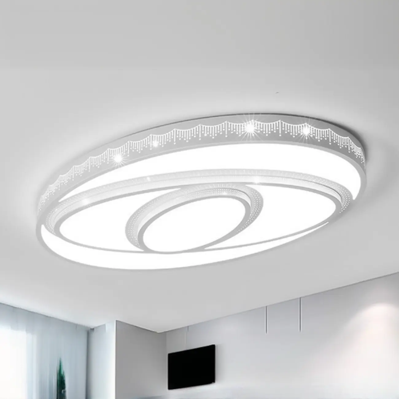 Ceiling Fixture with 3 Lights White Alloy PMMA Shade for Symmetrical Parlor Image - 2 | homeyfad