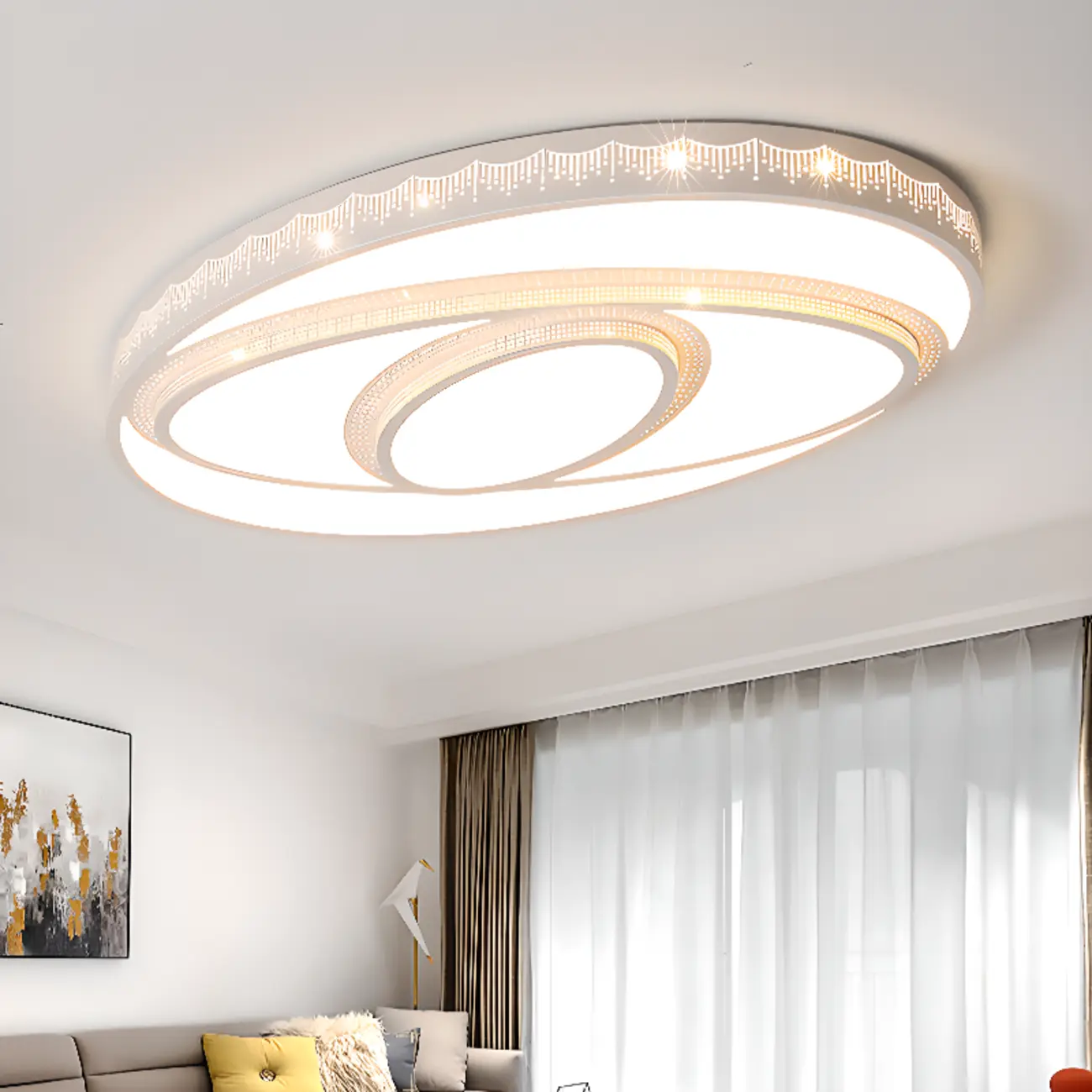 Ceiling Fixture with 3 Lights White Alloy PMMA Shade for Symmetrical Parlor Image - 3 | homeyfad