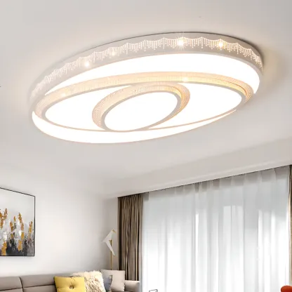 Ceiling Fixture with 3 Lights White Alloy PMMA Shade for Symmetrical Parlor Image - 3