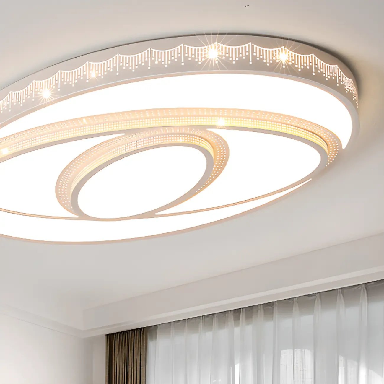 Ceiling Fixture with 3 Lights White Alloy PMMA Shade for Symmetrical Parlor Image - 6