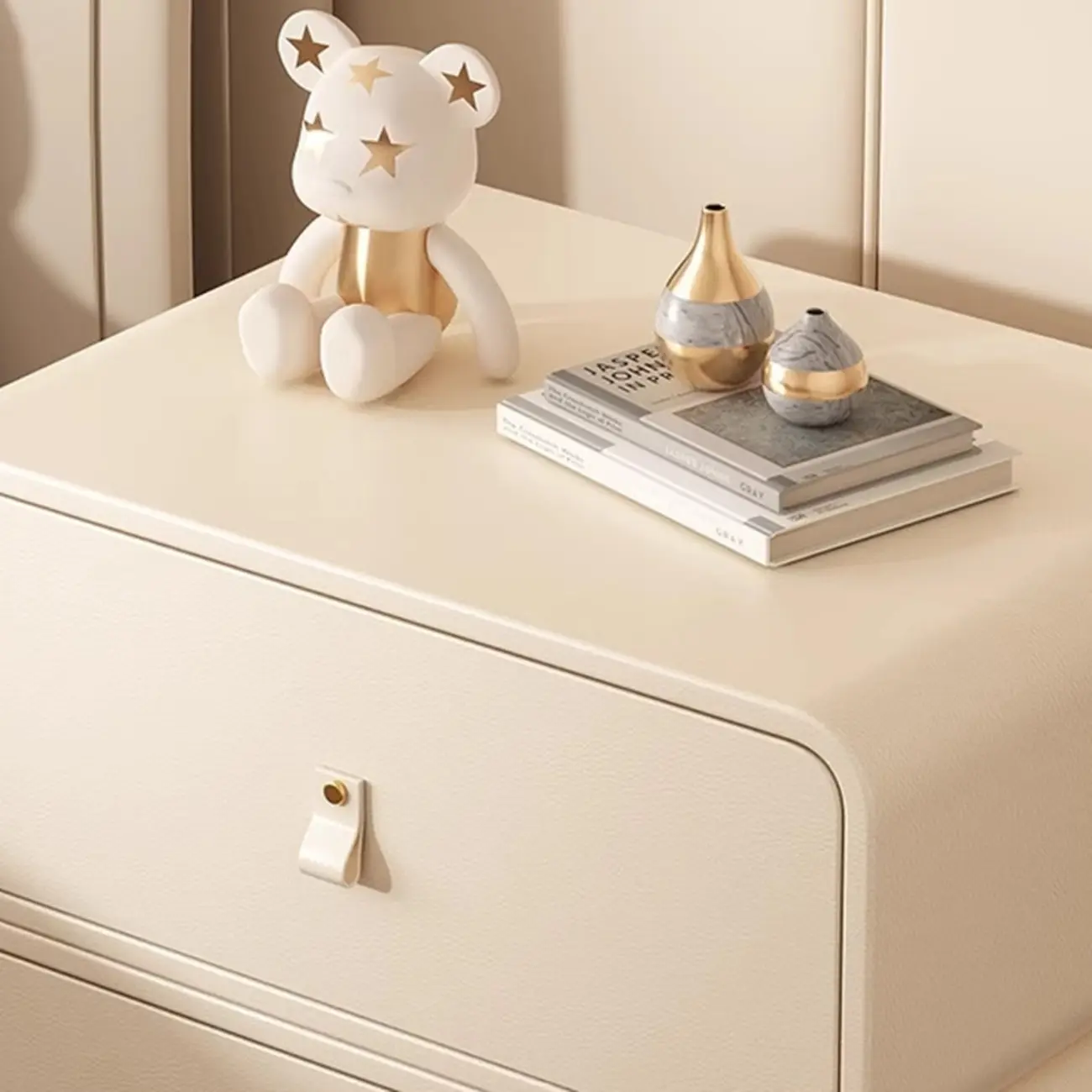 Modern Faux Leather 2-Drawer Nightstand Image - 12 | homeyfad