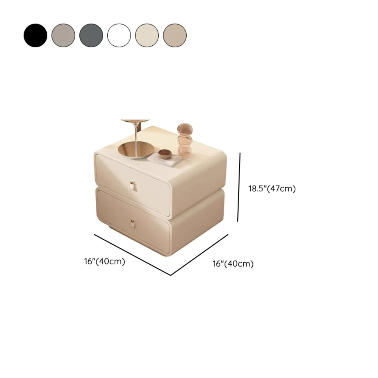 Modern Faux Leather 2-Drawer Nightstand #size | homeyfad