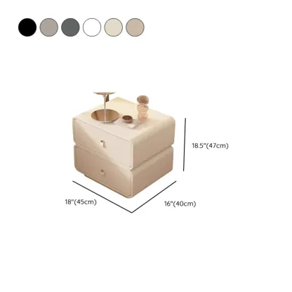 Modern Faux Leather 2-Drawer Nightstand Image - 14
