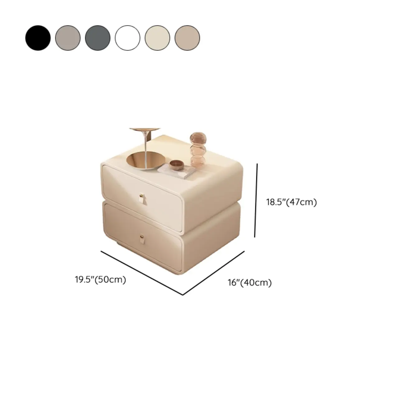 Modern Faux Leather 2-Drawer Nightstand Image - 15 | homeyfad