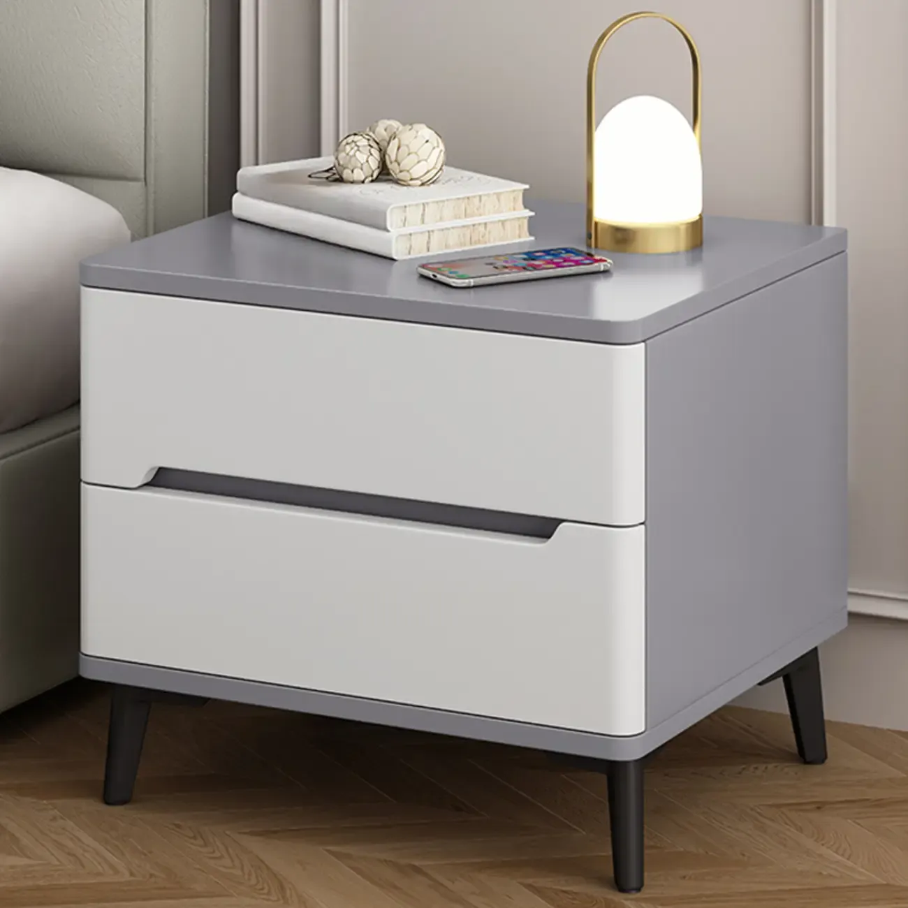 Modern Wood Nightstand With Drawer Storage Image - 5