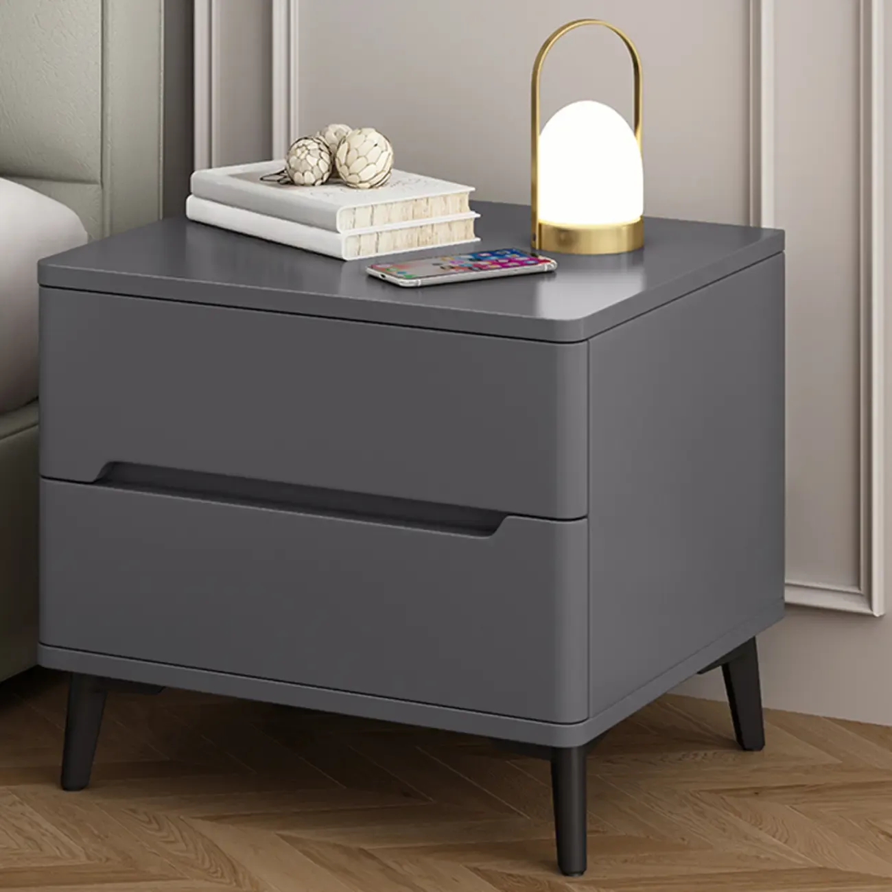 Modern Wood Nightstand With Drawer Storage Image - 7