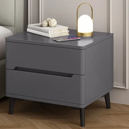Modern Wood Nightstand With Drawer Storage Image - 7