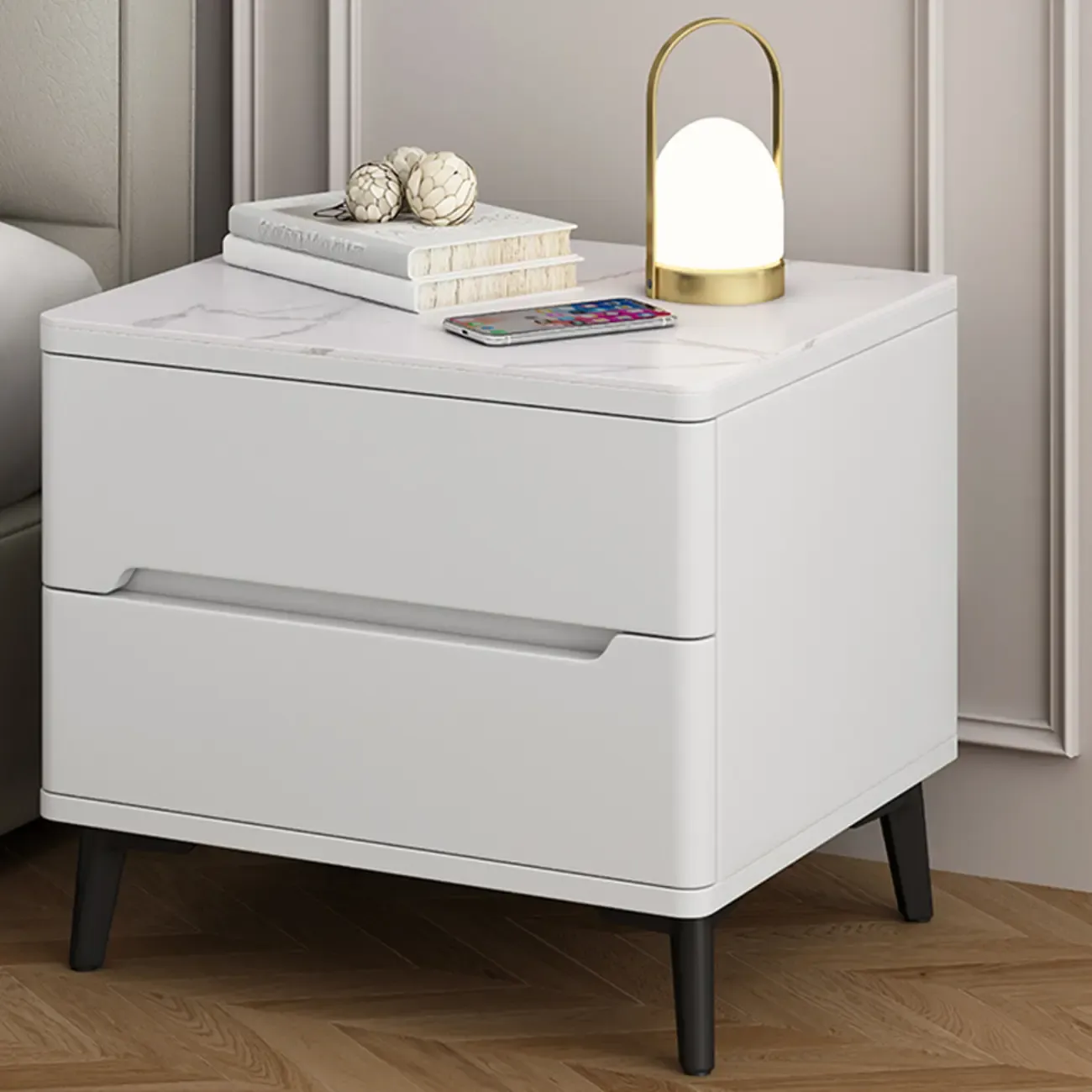 Modern Wood Nightstand With Drawer Storage Image - 10