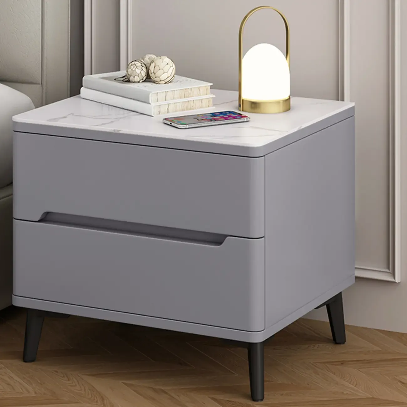 Modern Wood Nightstand With Drawer Storage Image - 12