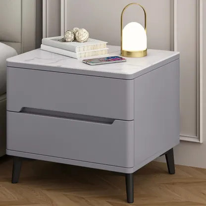 Modern Wood Nightstand With Drawer Storage Image - 12