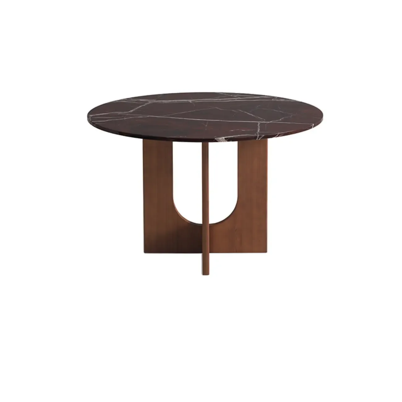 Modern Round Marble Top Pedestal Dining Table Image - 2