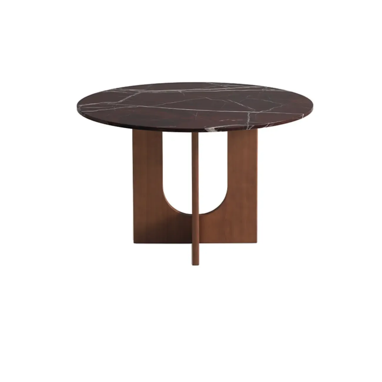 Modern Round Marble Top Pedestal Dining Table Image - 3