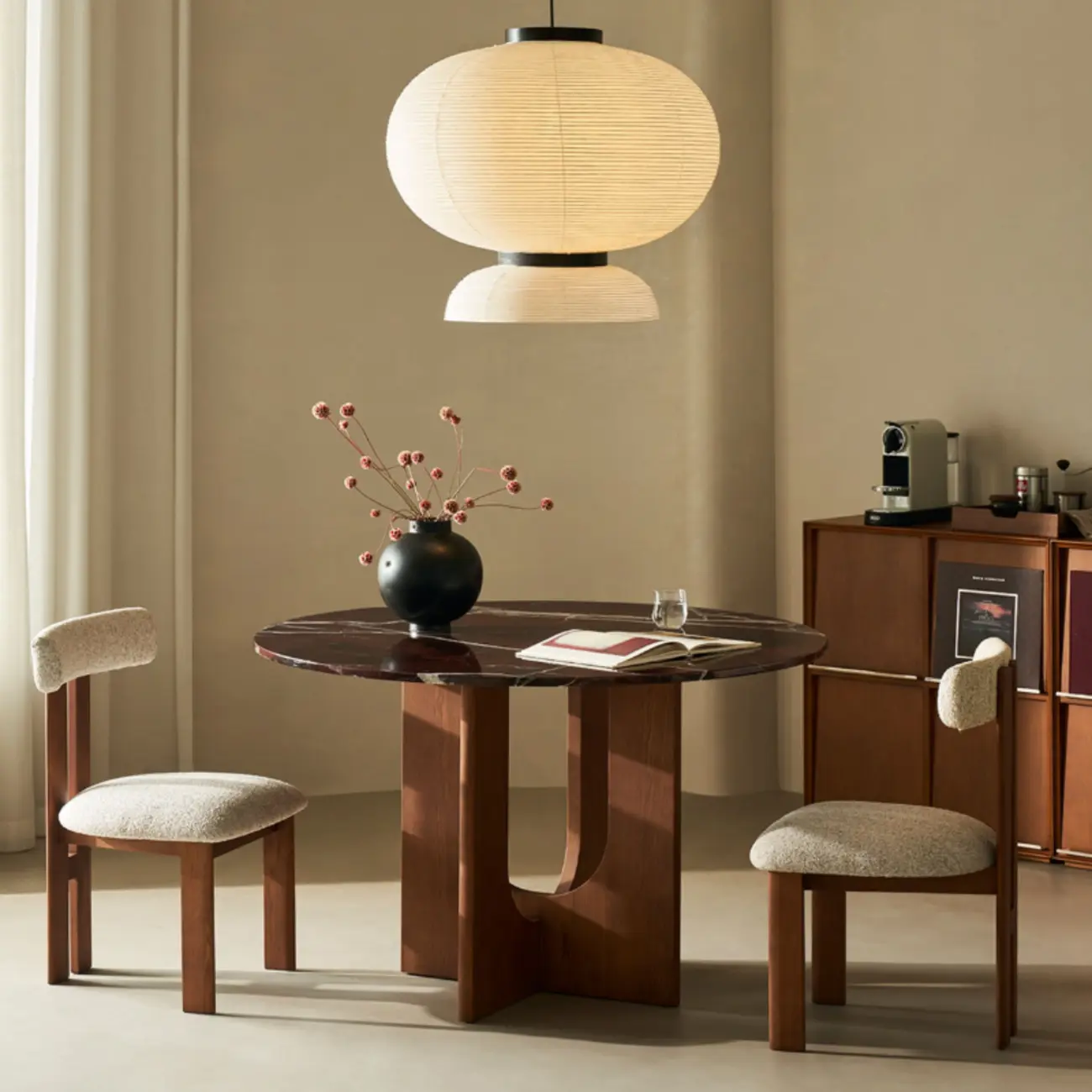 Modern Round Marble Top Pedestal Dining Table Image - 4 | homeyfad