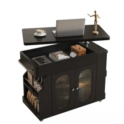 Multi-levelled Fold Away Chairside Table with Roller Wheels Image - 2